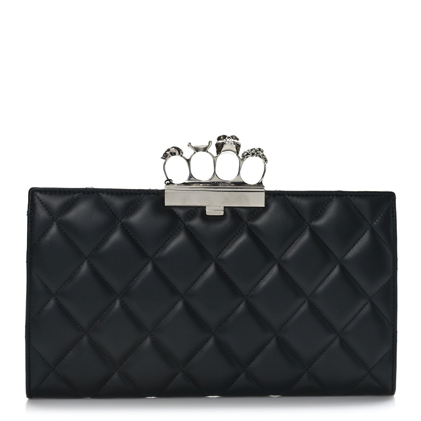 Nappa Quilted Knuckle Flat Clutch Black