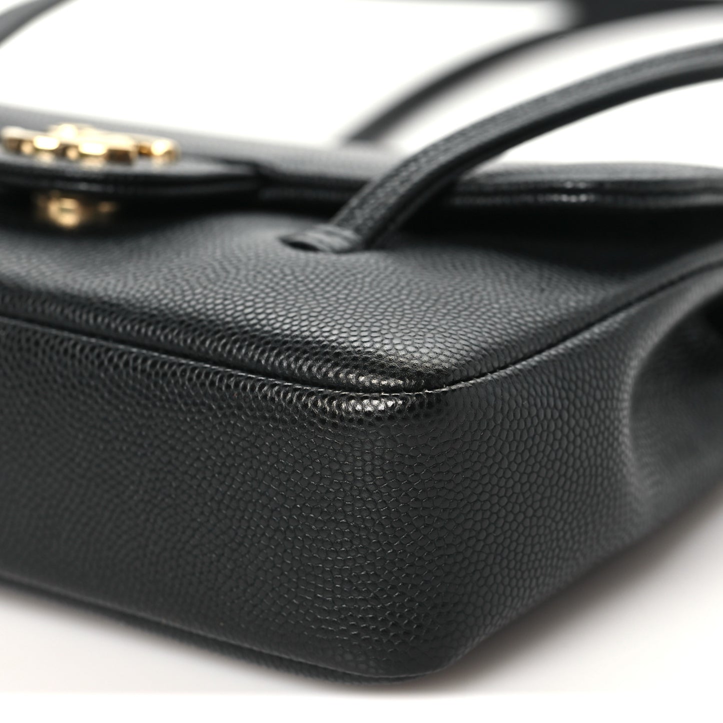 Shiny Caviar Mini Preppy Coco Shoulder Bag Black