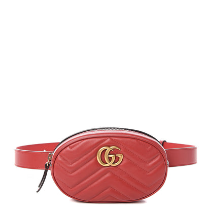 Gucci Calfskin Matelasse GG Marmont Belt Bag 85 34 Hibiscus Red 1 of 9