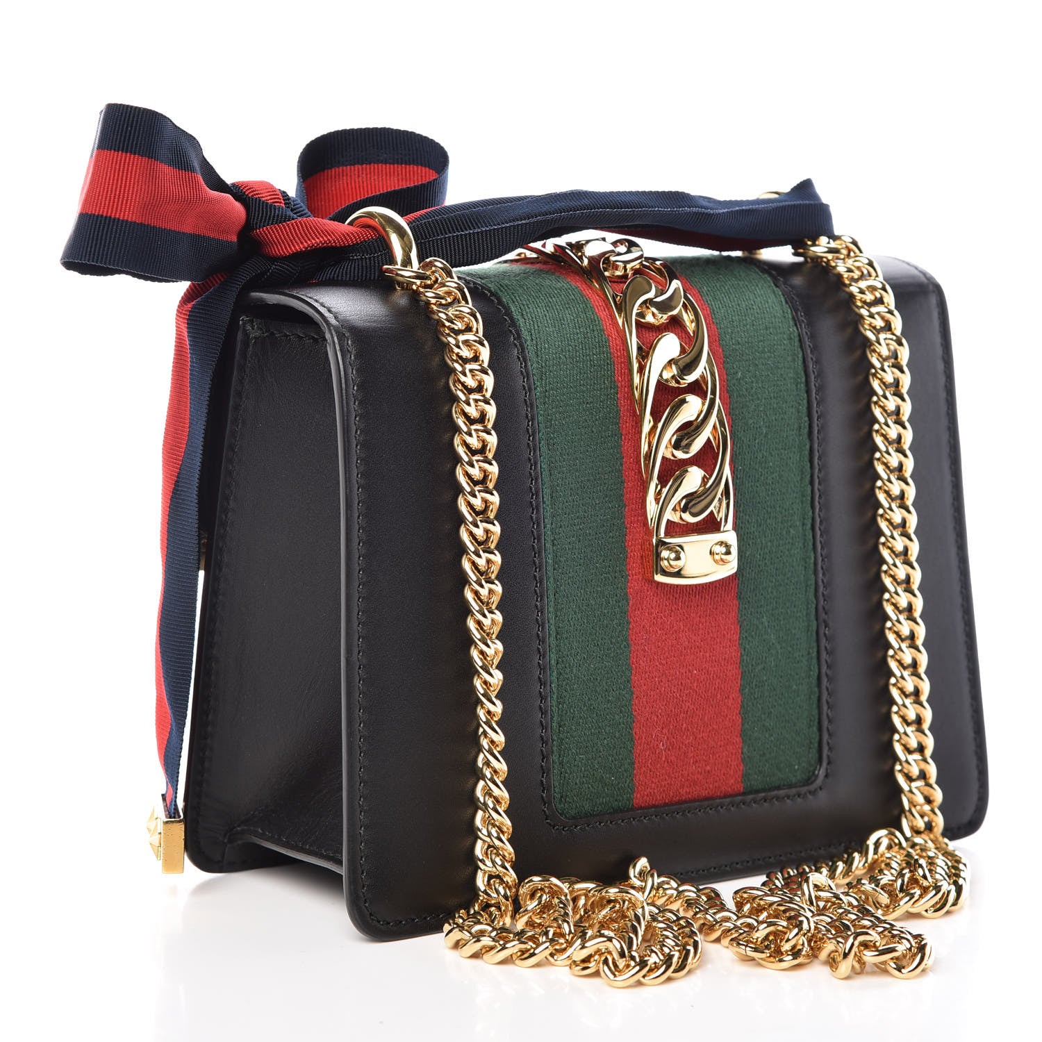 Gucci Calfskin Mini Sylvie Chain Shoulder Bag Black 3 of 11