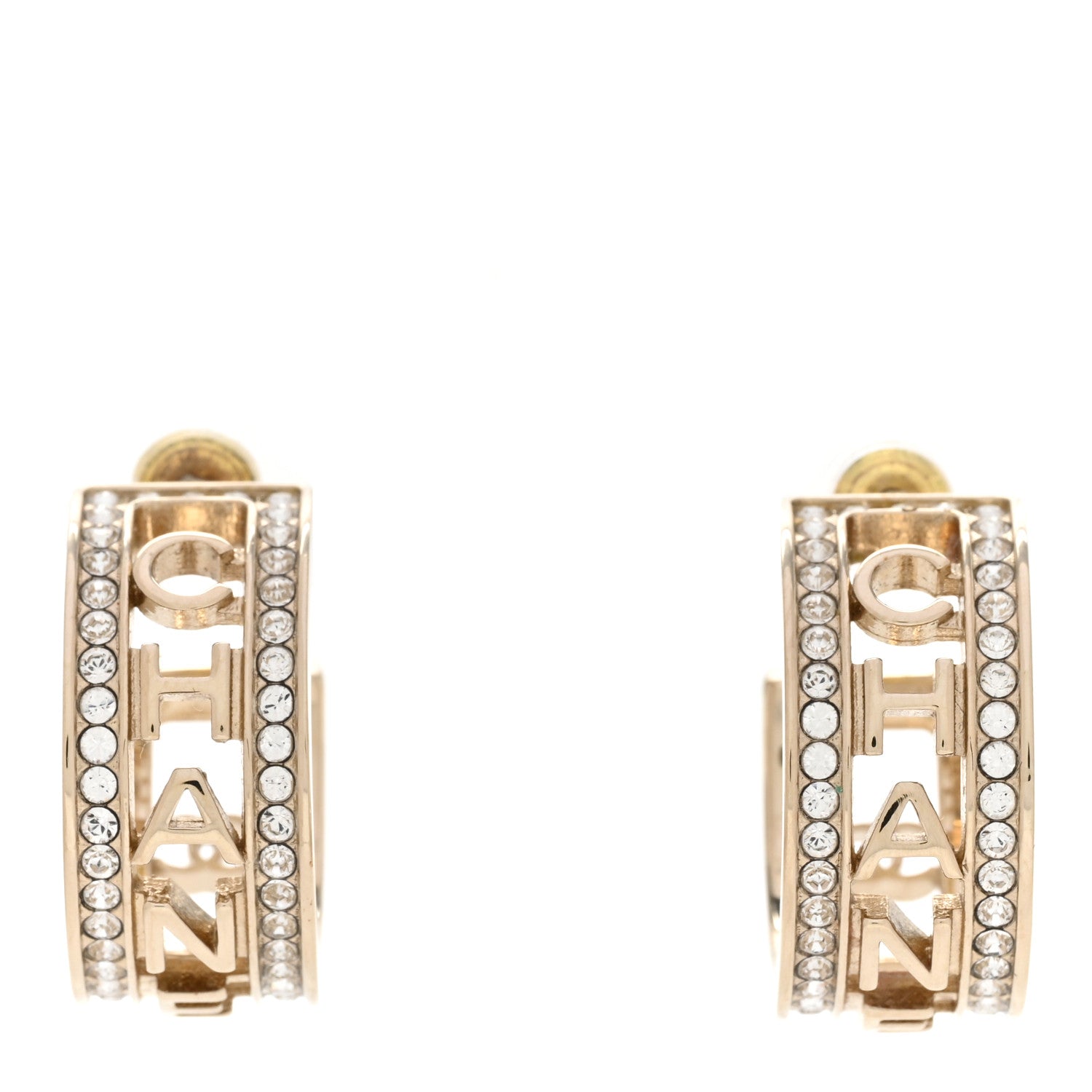 Chanel Metal Crystal Bow-tiful CC Hoop Earrings Gold 1 of 6