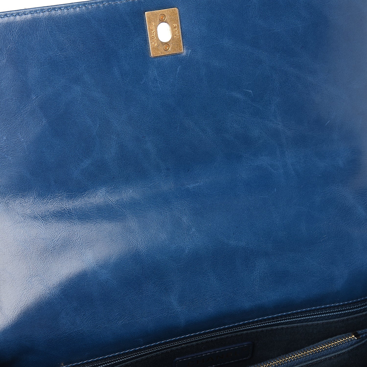 Chanel Calfskin Chevron Quilted Small Coco Handle Flap Blue 7 of 9