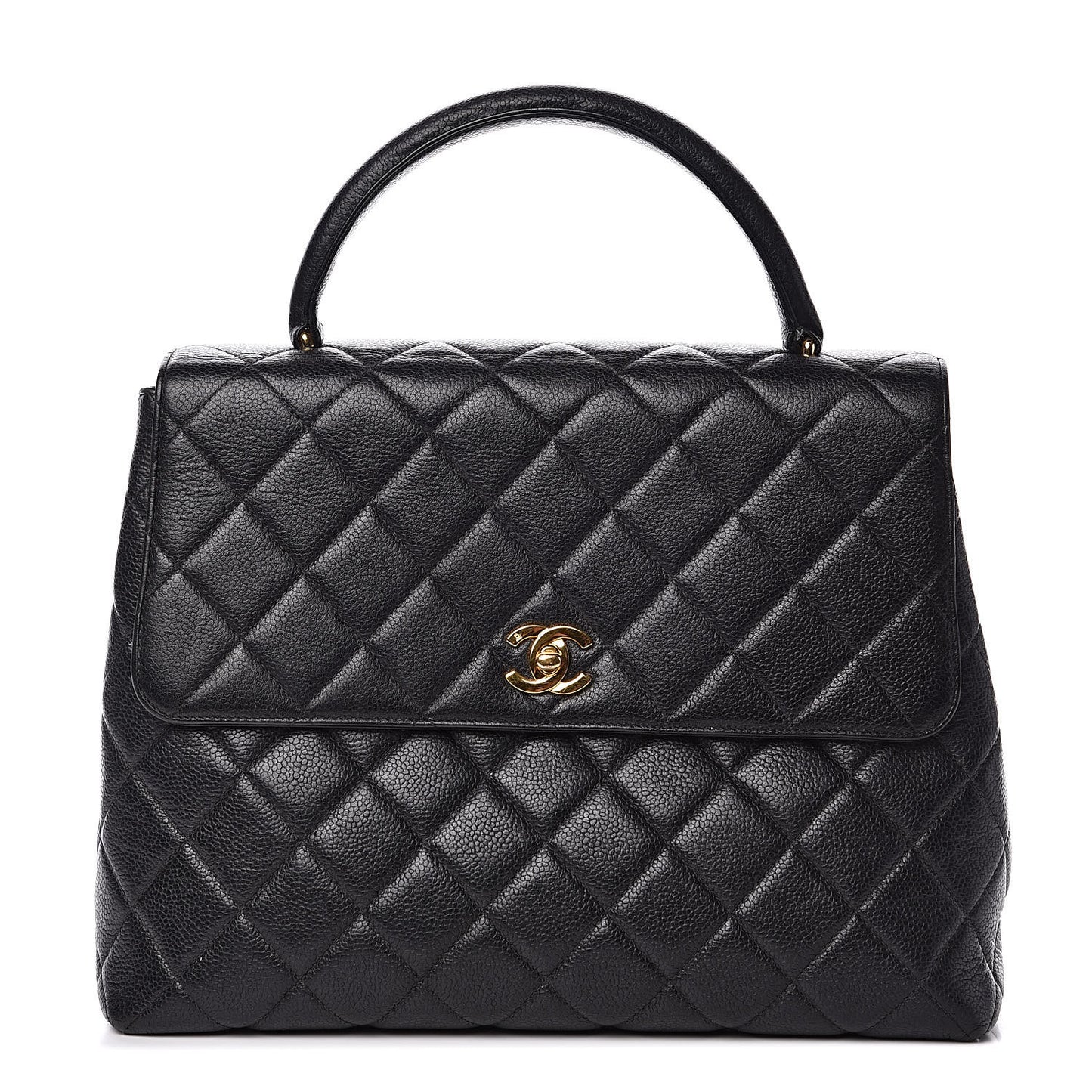 Caviar Quilted Jumbo Kelly Flap Black