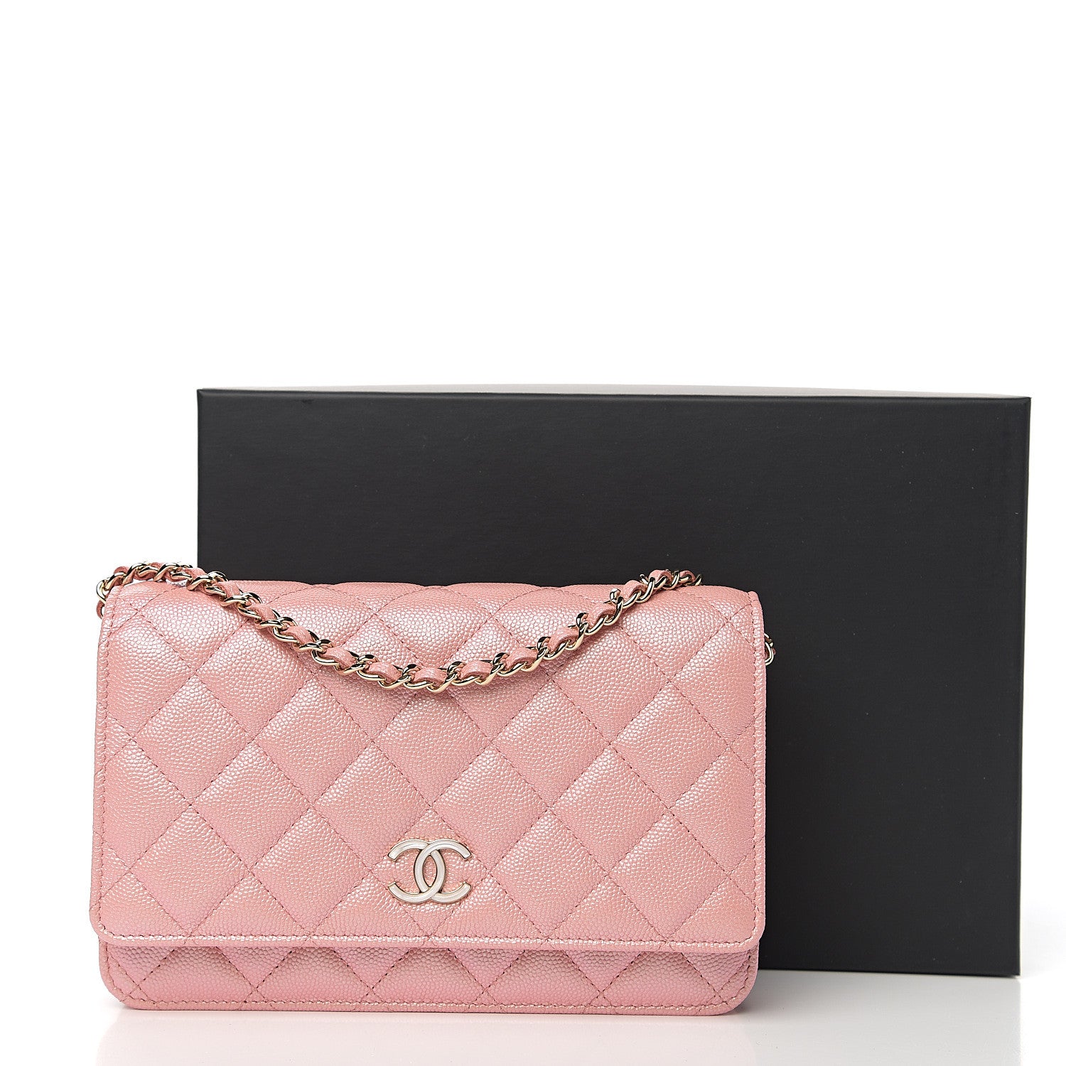 Chanel Iridescent Caviar Quilted Wallet on Chain WOC Pink 11 of 11