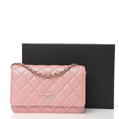 Chanel Iridescent Caviar Quilted Wallet on Chain WOC Pink 11 of 11