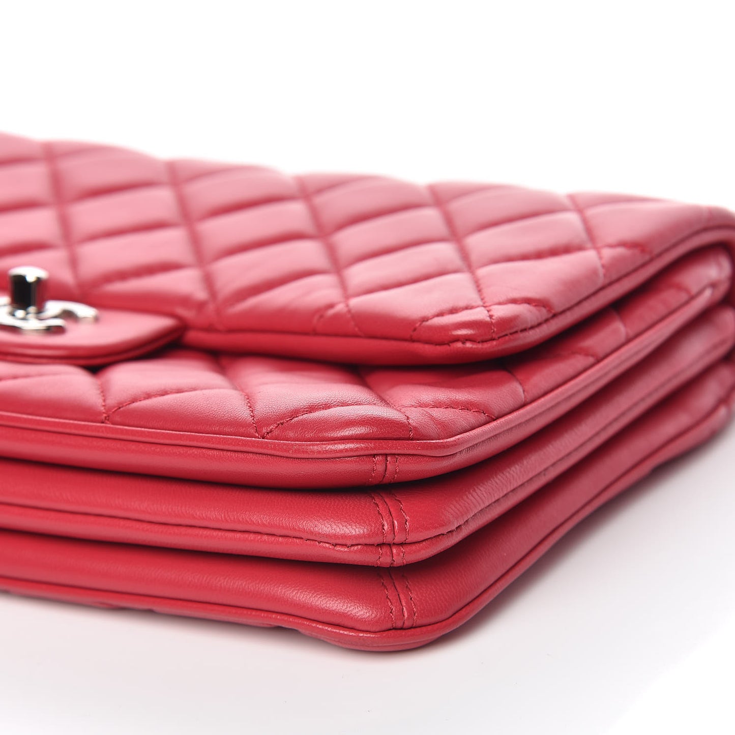 Lambskin Quilted Medium 3 Flap Dark Pink