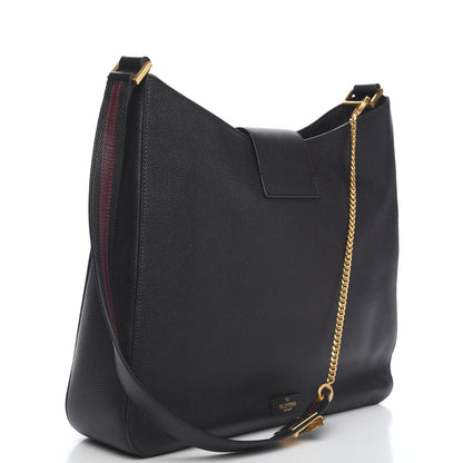 Valentino Garavani Grainy Calfskin VSling Hobo Bag Black 3 of 9