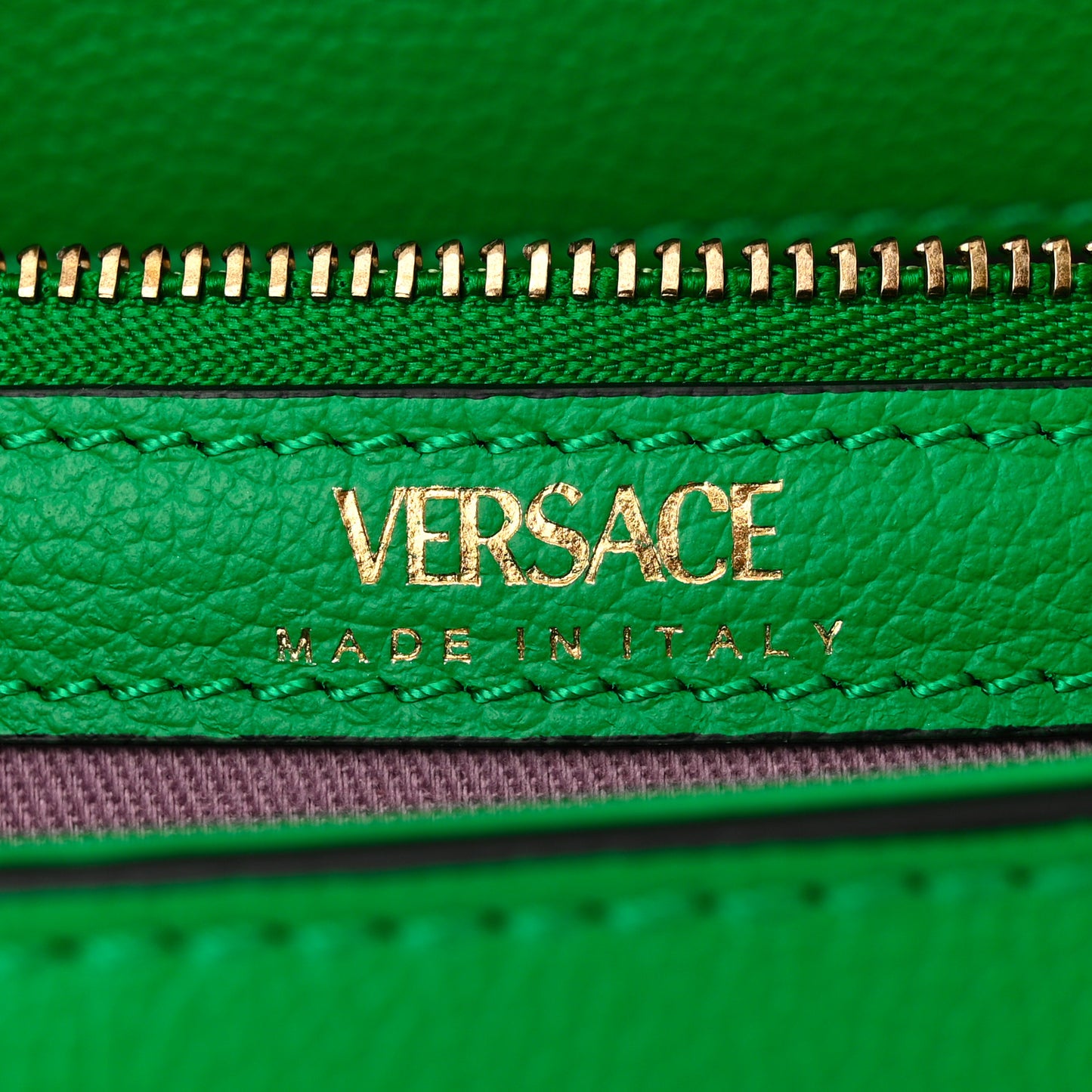 Grained Calfskin Canvas Medium La Medusa Chain Top Handle Handbag Green