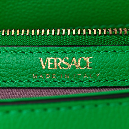 Versace Grained Calfskin Canvas Medium La Medusa Chain Top Handle Handbag Green 6 of 10