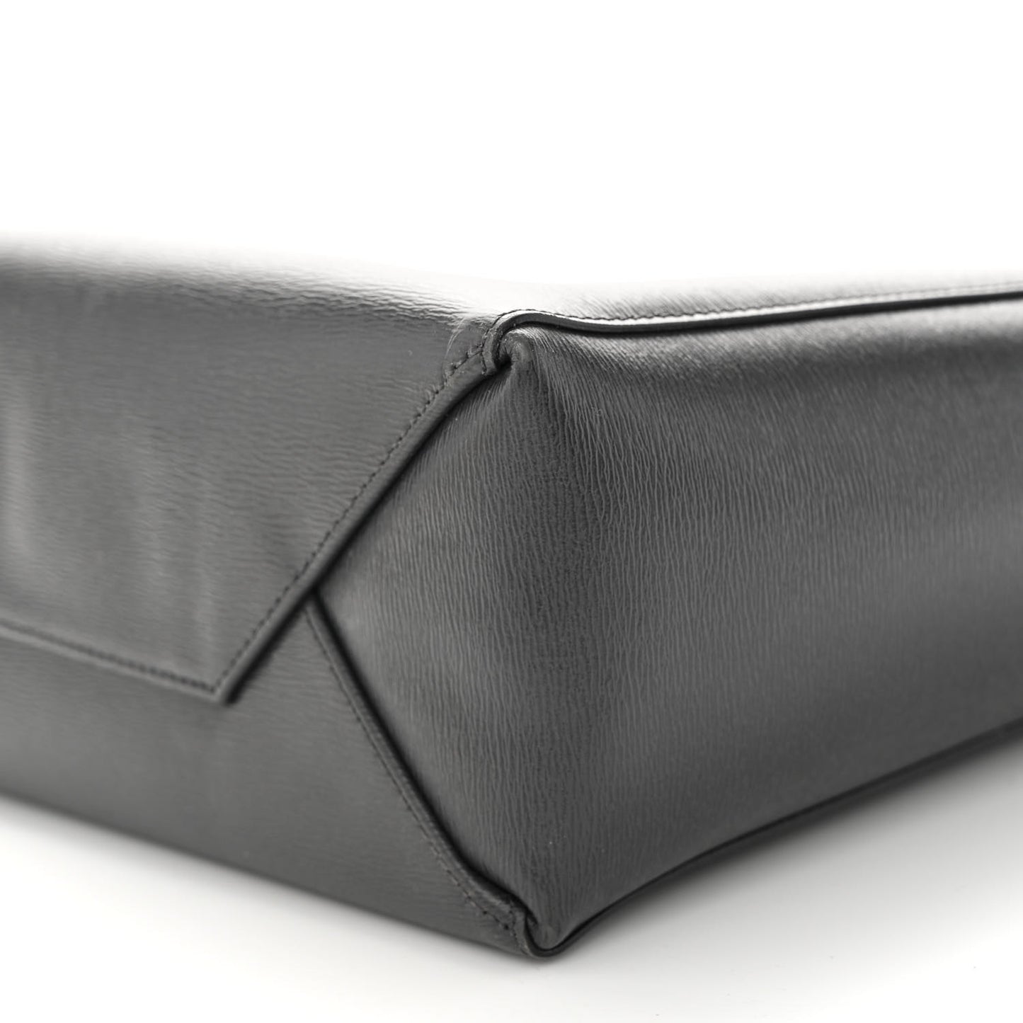 Grained Calfskin Small Vertical Cabas Black