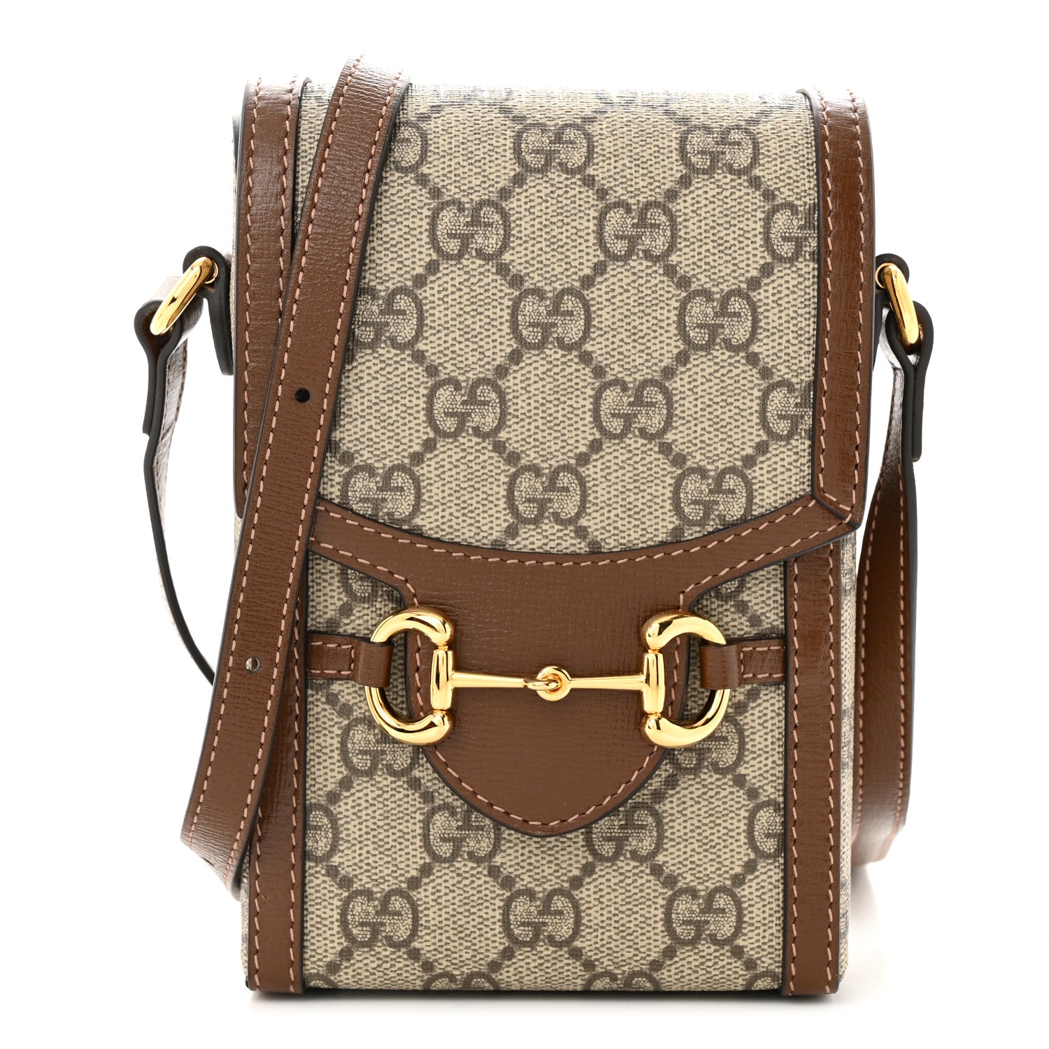 Gucci GG Supreme Monogram Mini Horsebit 1955 Crossbody Bag Beige Brown Sugar 1 of 10