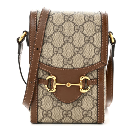 Gucci GG Supreme Monogram Mini Horsebit 1955 Crossbody Bag Beige Brown Sugar 1 of 10