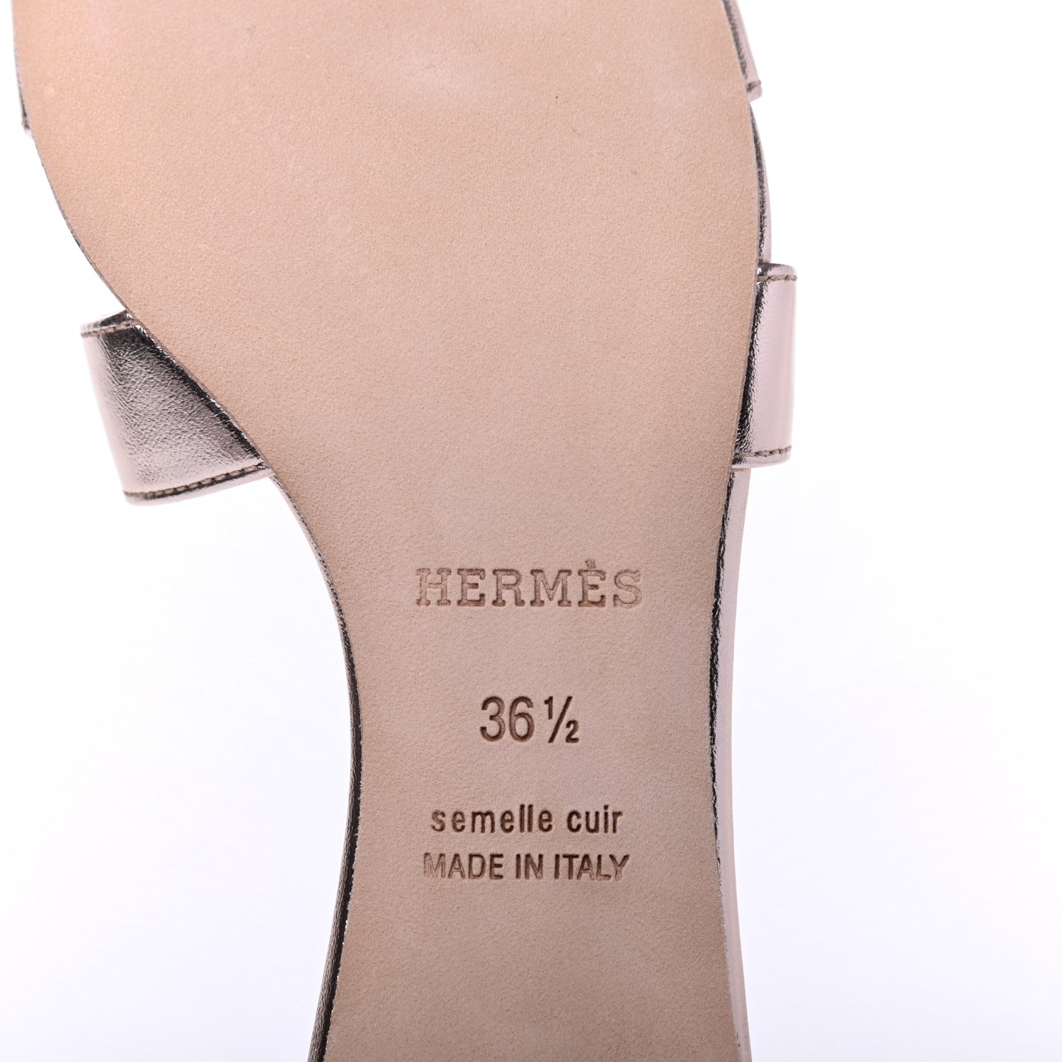 Hermes Metallic Nappa Oasis Sandals 36.5 Rose Dore 6 of 10