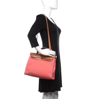 Hermes Vache Hunter Toile Herbag Zip 31 PM Rose Azalee Natural 2 of 9