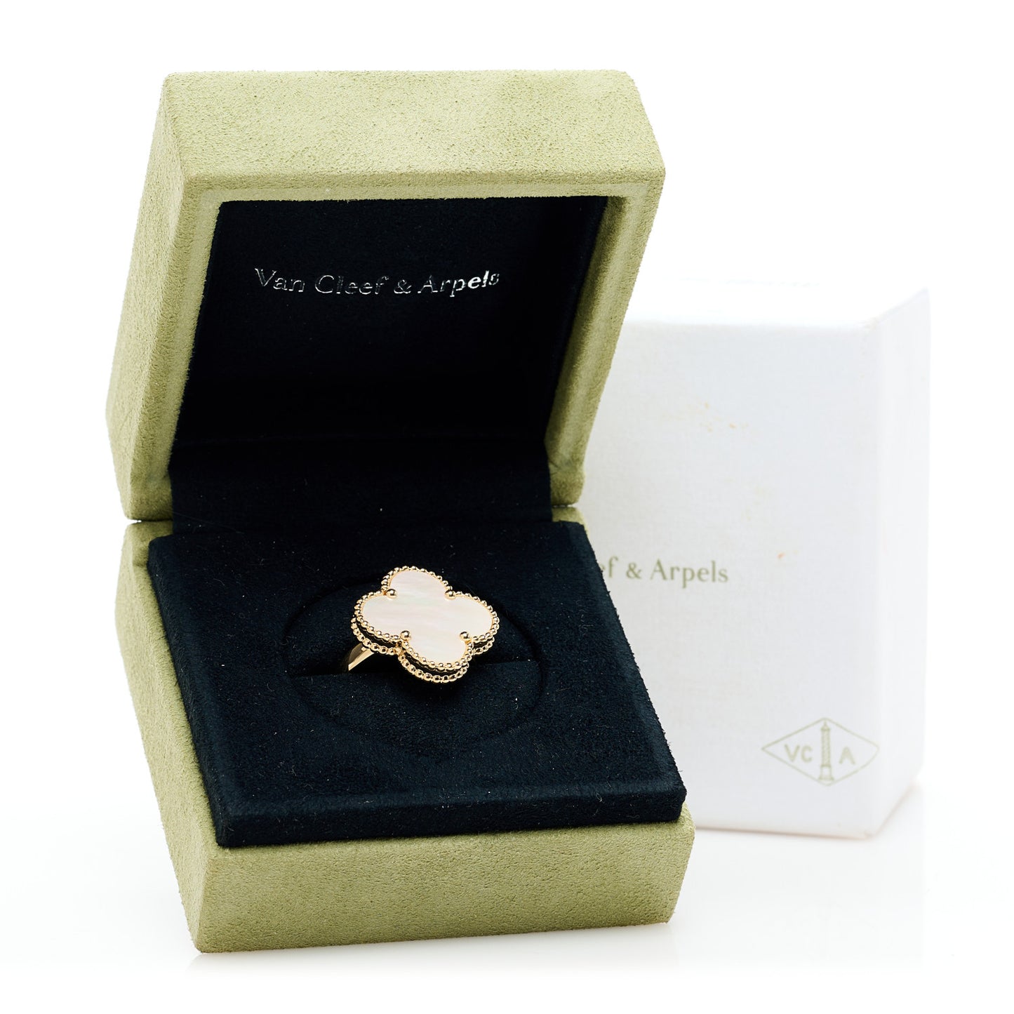 18K Yellow Gold Mother of Pearl Magic Alhambra Ring 52 6