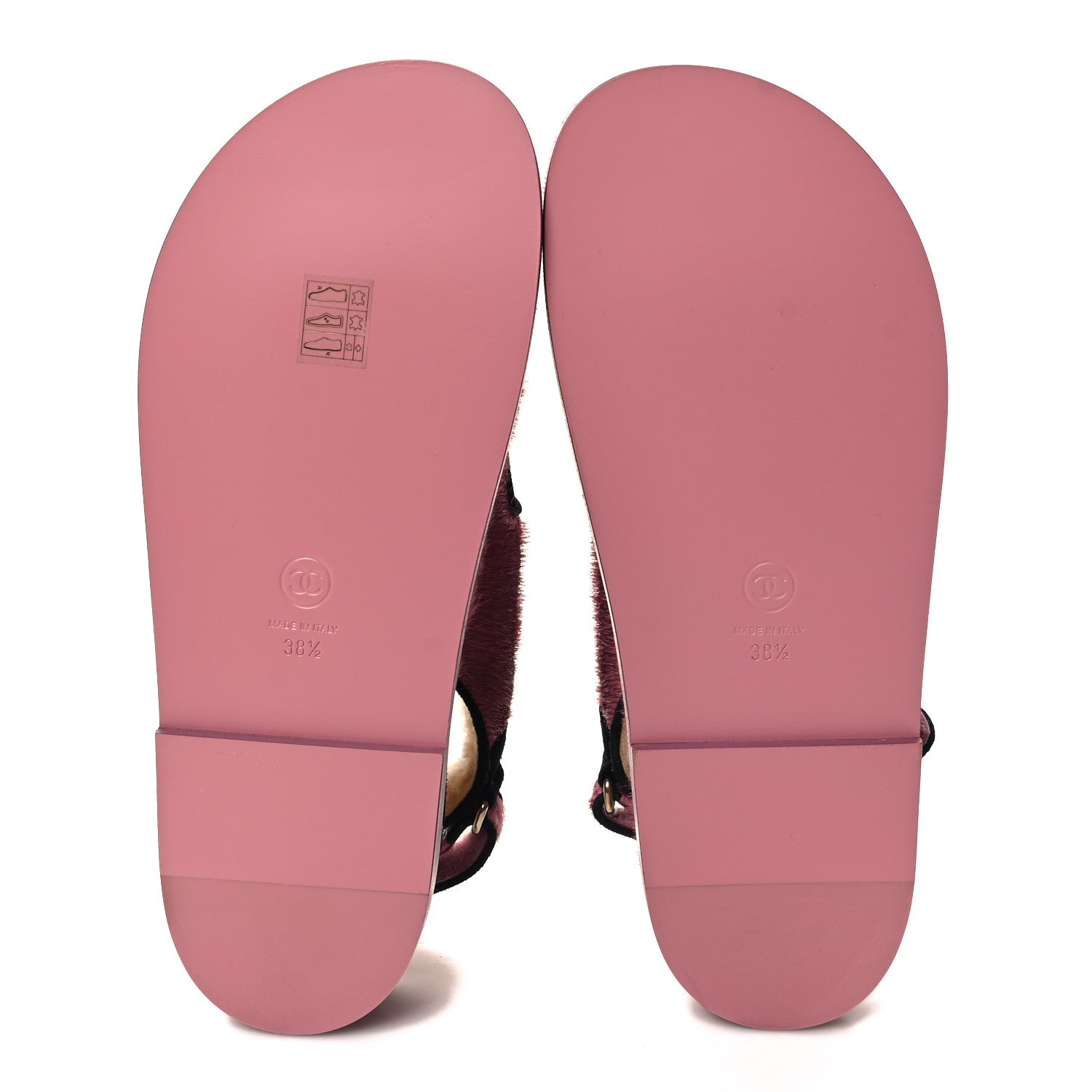 Chanel Calfskin Hair Suede Shearling Dad Sandals 38.5 Rose Black 5 of 9