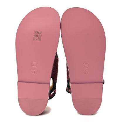 Chanel Calfskin Hair Suede Shearling Dad Sandals 38.5 Rose Black 5 of 9