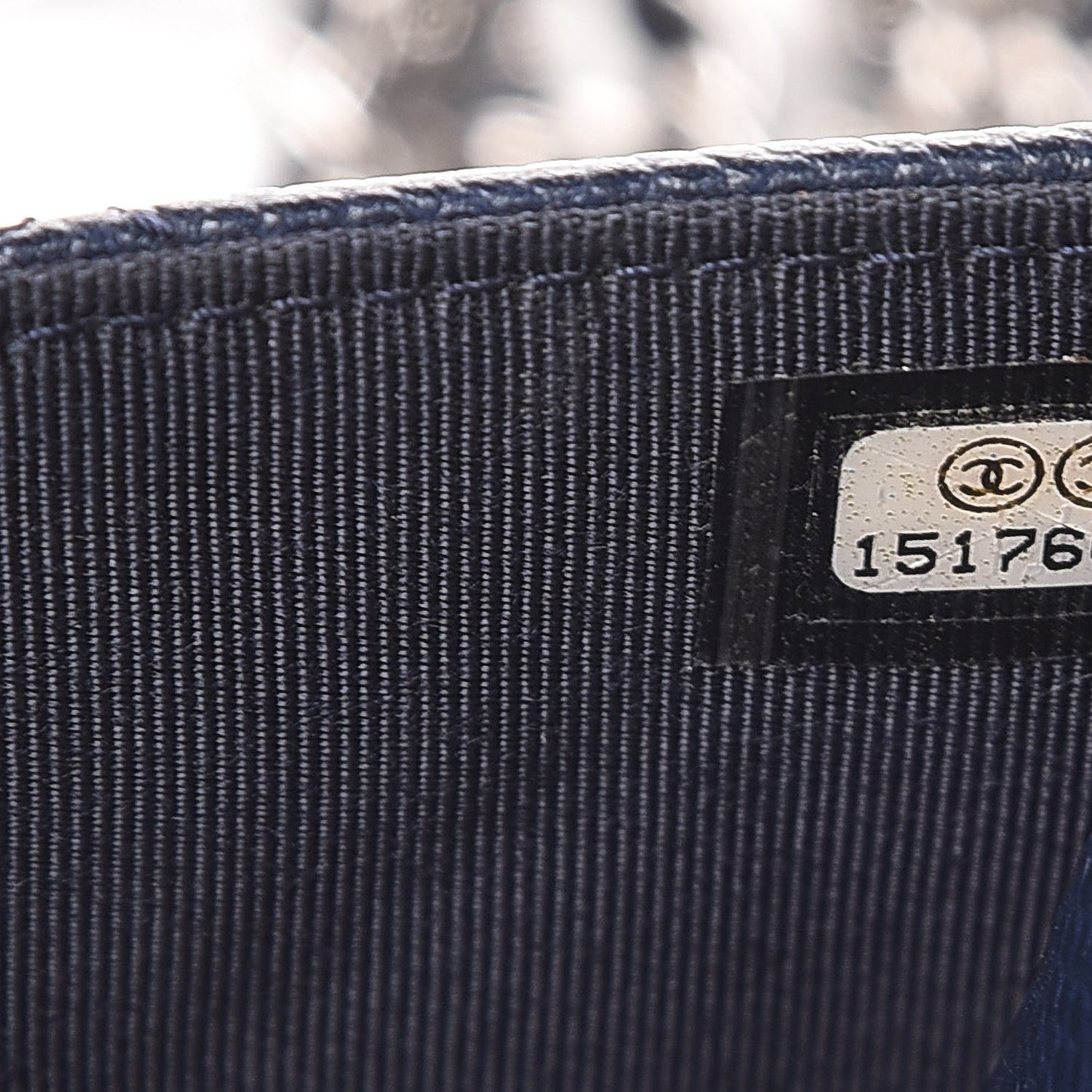 Caviar Quilted Wallet On Chain WOC Navy Blue