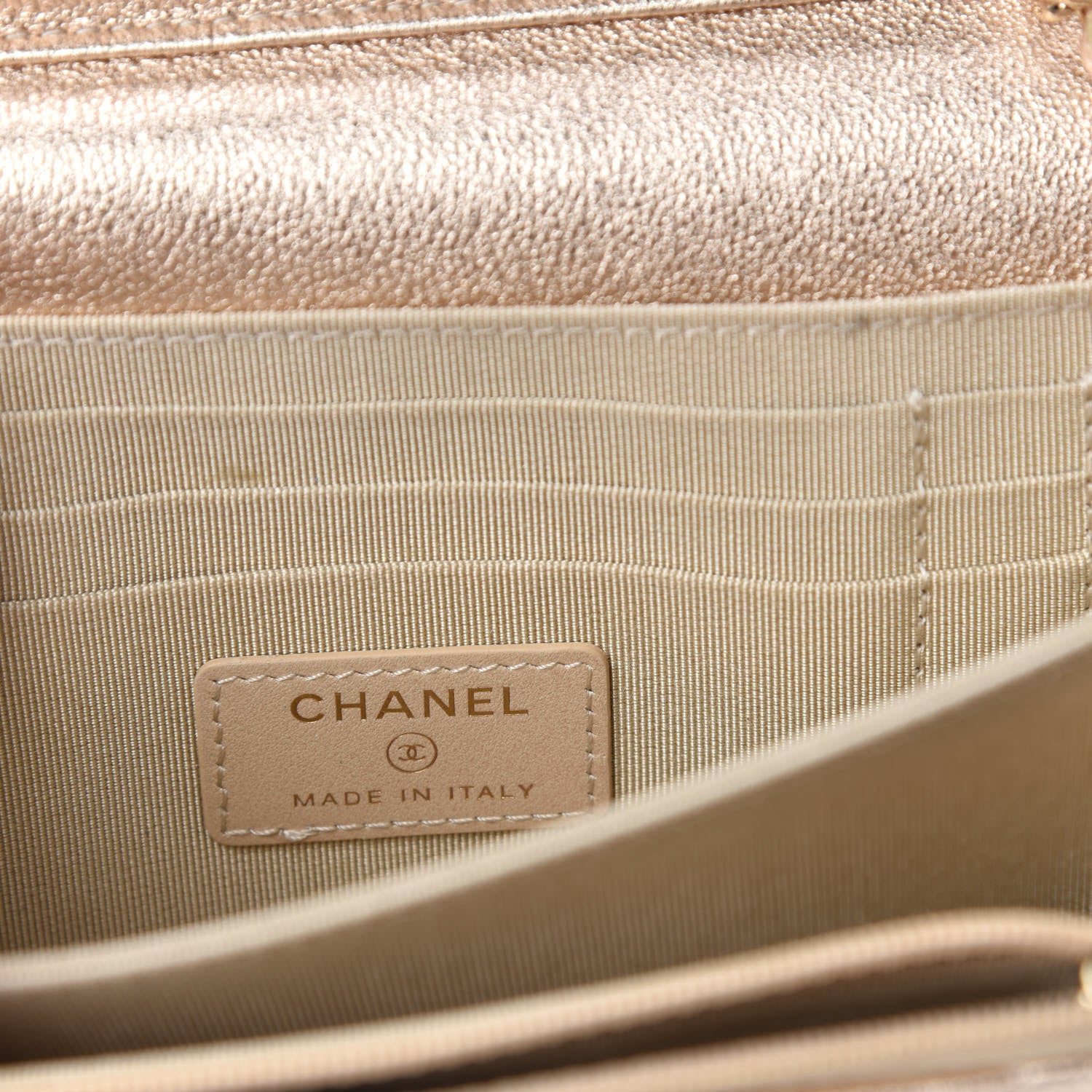 Chanel Metallic Lambskin Quilted Mini Wallet On Chain WOC Gold 8 of 10