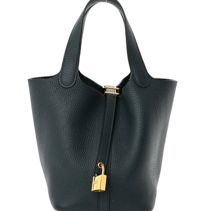 Hermes Taurillon Clemence Picotin Lock 18 PM Vert Cypress 8 of 12