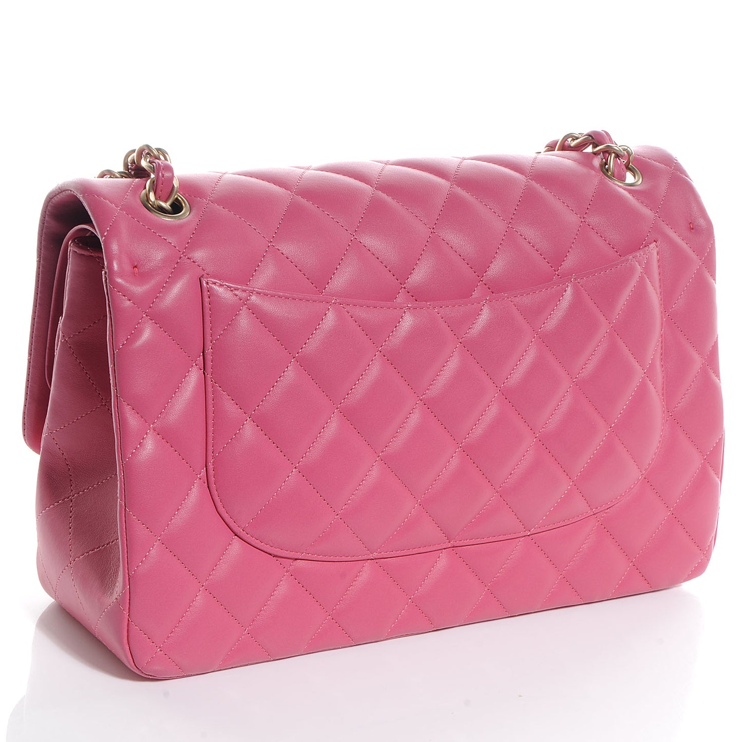 Lambskin Quilted Jumbo Double Flap Pink