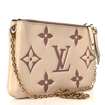 Louis Vuitton Empreinte Monogram Giant Double Zip Pochette Creme Bois de Rose 3 of 11