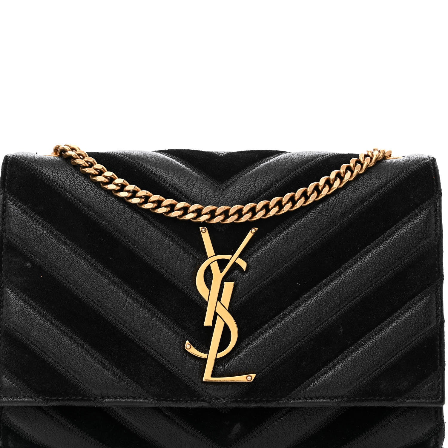 Saint Laurent Suede Calfskin Small Classic Y Quilted Monogram Kate Satchel Black 7 of 13