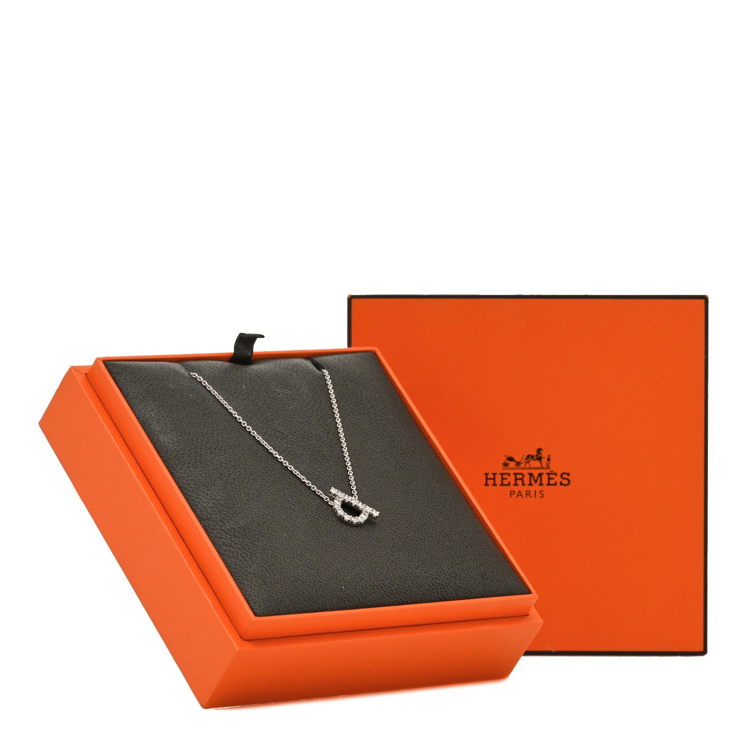 Hermes 18K White Gold Diamond Finesse Pendant Necklace 6 of 6