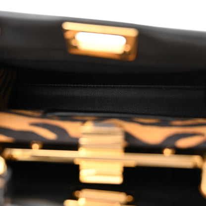 Fendi Vitello King Canvas Chinese New Year Tiger Embroidered Mini Peekaboo Iconic Satchel Black Dark Yellow 6 of 10