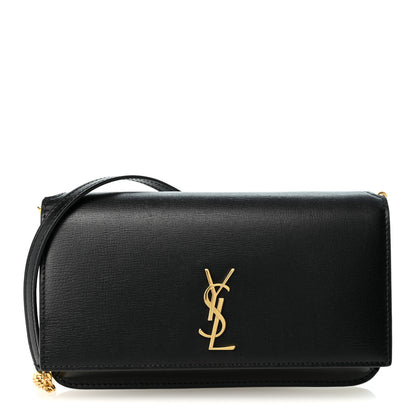 Saint Laurent Grained Calfskin Monogram Phone Holder Crossbody Black 1 of 10