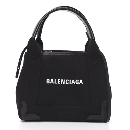 Balenciaga Cotton Canvas Calfskin Navy Cabas XS Black 3 of 11
