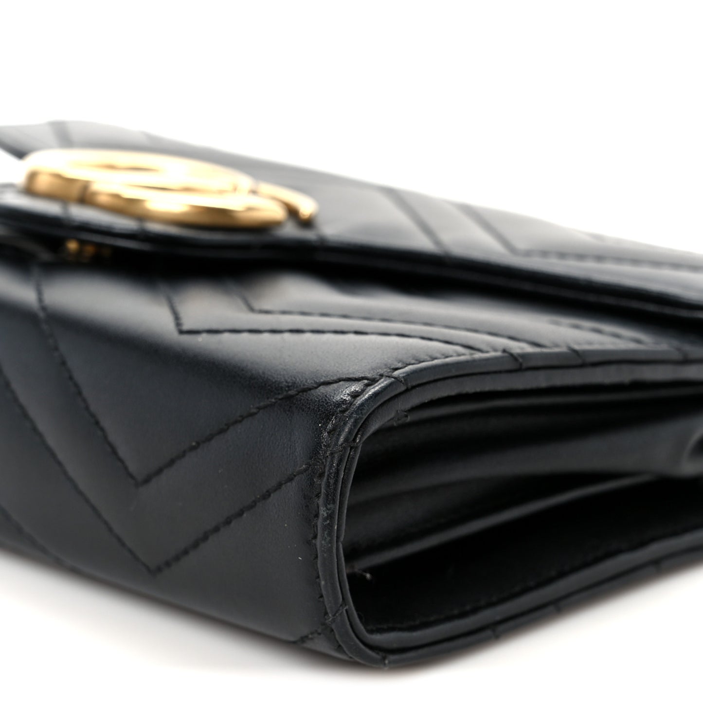 Calfskin Matelasse GG Marmont Chain Wallet Black