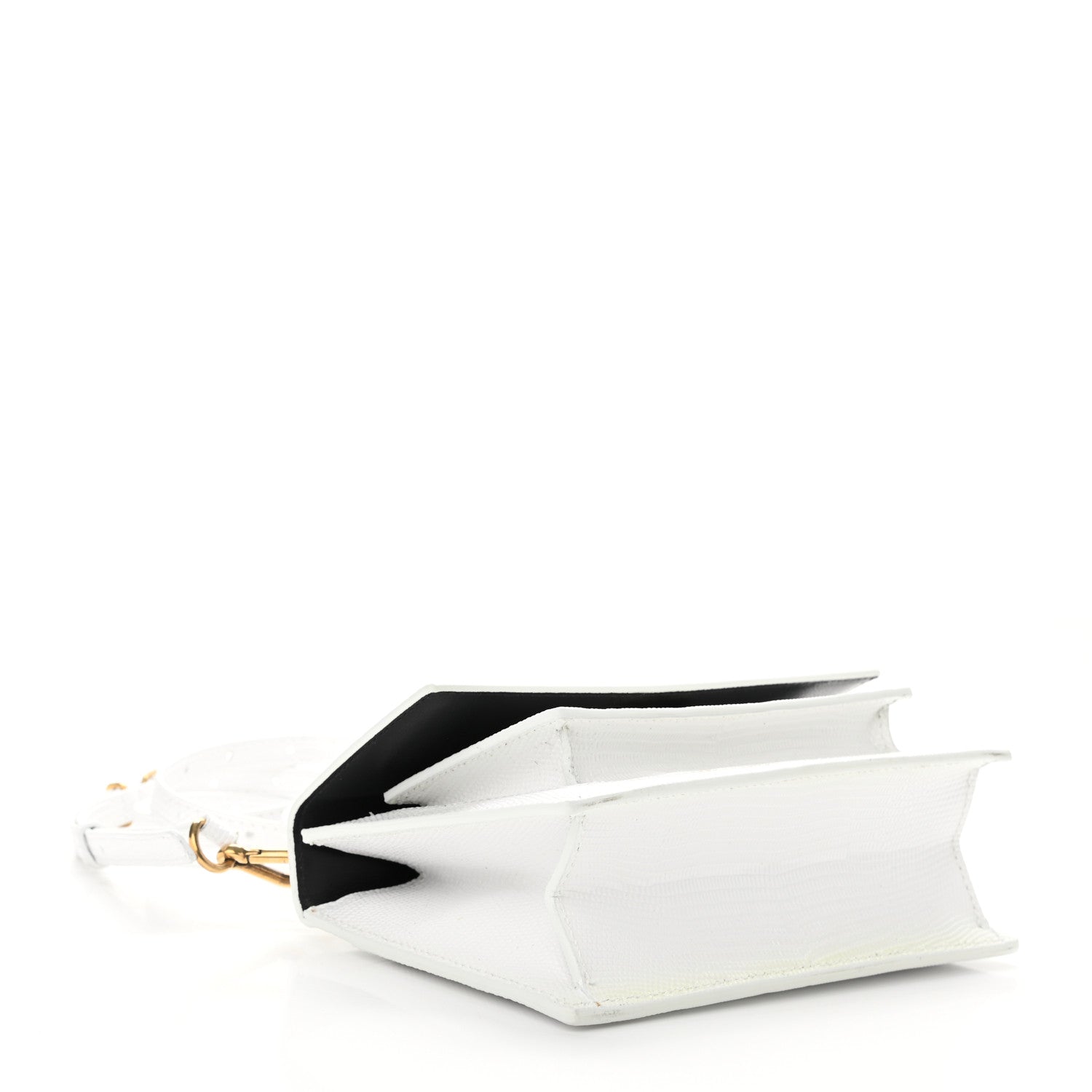 Balenciaga Patent Calfskin Lizard Embossed XS Sharp Top Handle Bag White 4 of 9