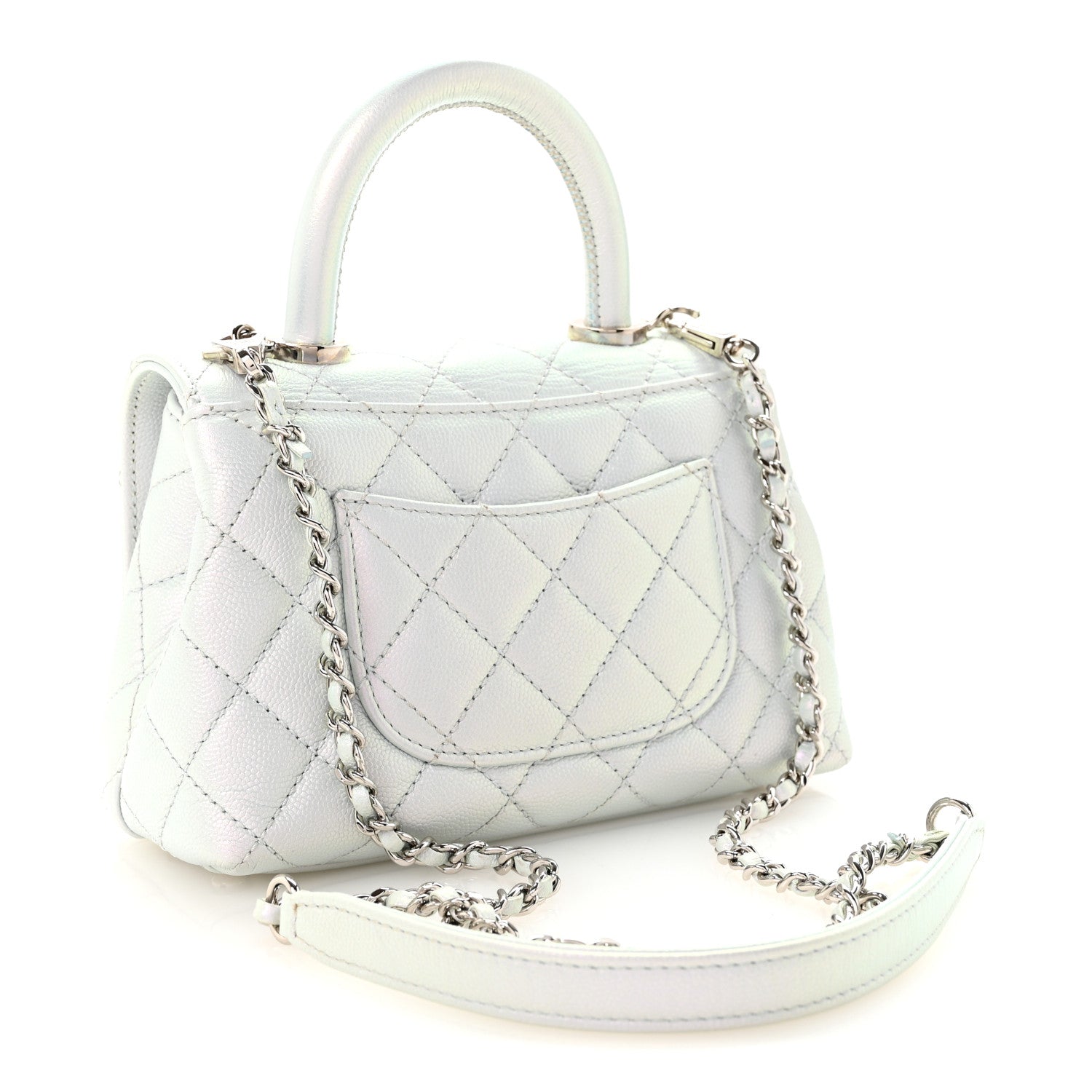 Chanel Iridescent Caviar Quilted Extra Mini Coco Handle Flap Light Blue 3 of 10