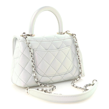 Chanel Iridescent Caviar Quilted Extra Mini Coco Handle Flap Light Blue 3 of 10