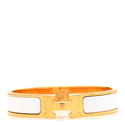 Hermes Enamel Narrow Clic Clac H Bracelet PM White 1 of 5