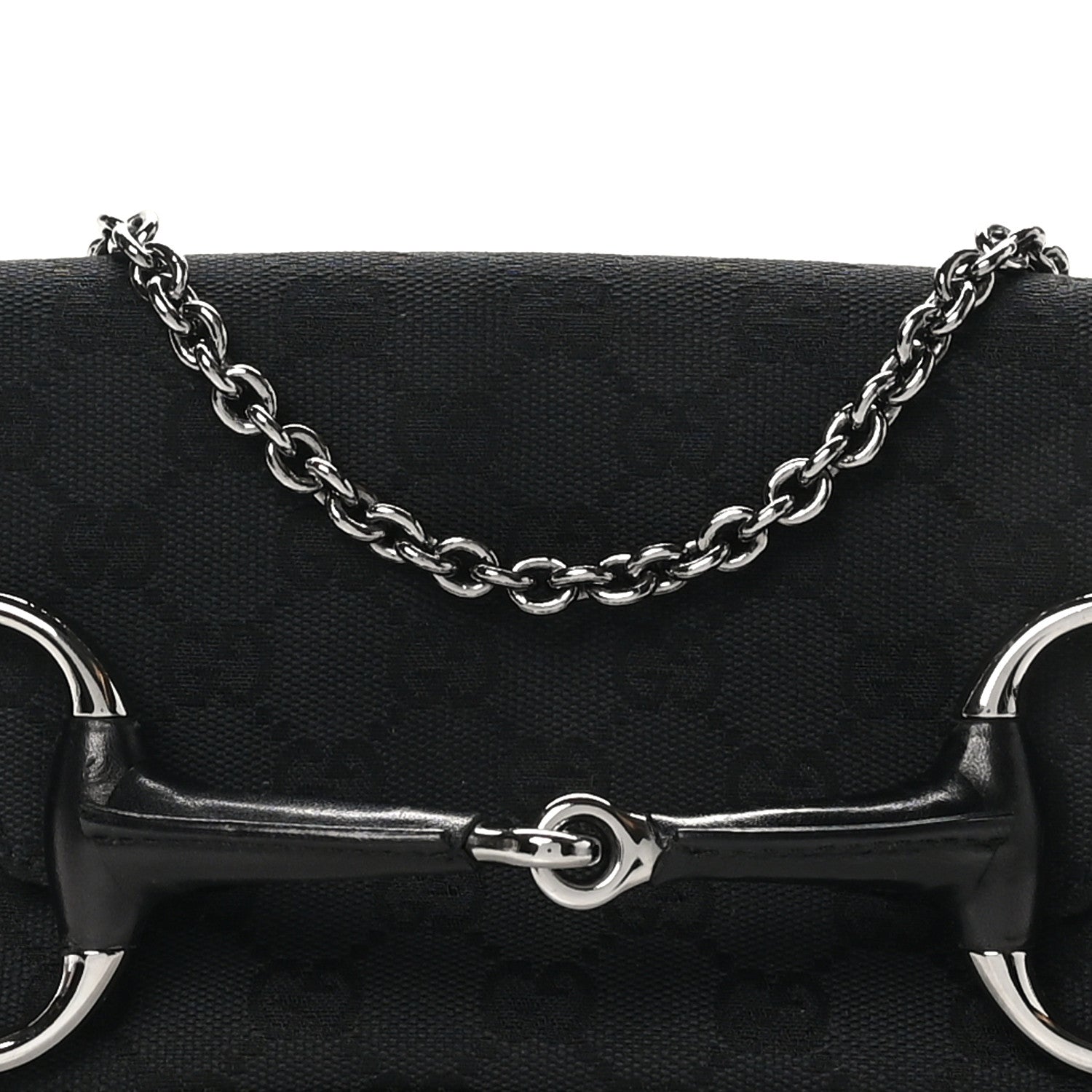 Gucci Monogram Studded Horsebit Clutch Black 8 of 10