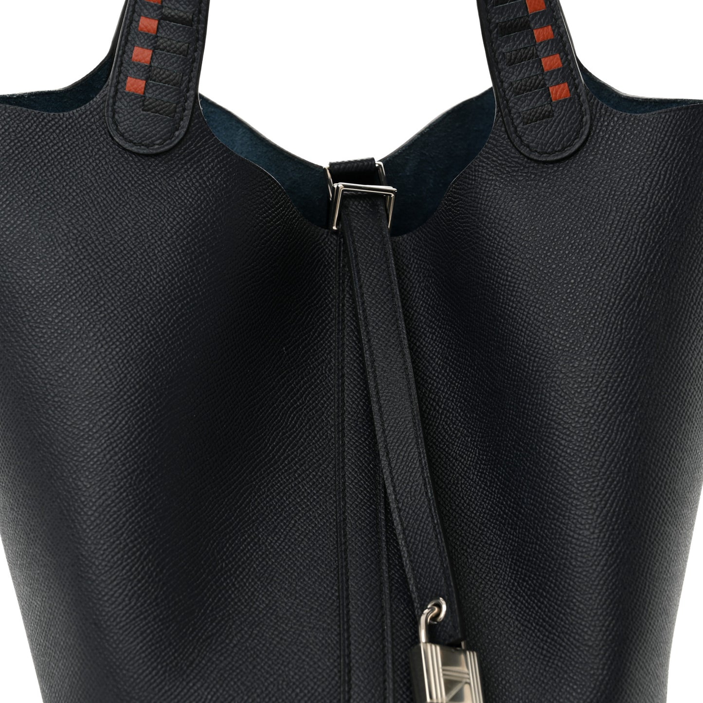 Epsom Tressage De Cuir Picotin Lock 22 MM Bleu Indigo Black Brique
