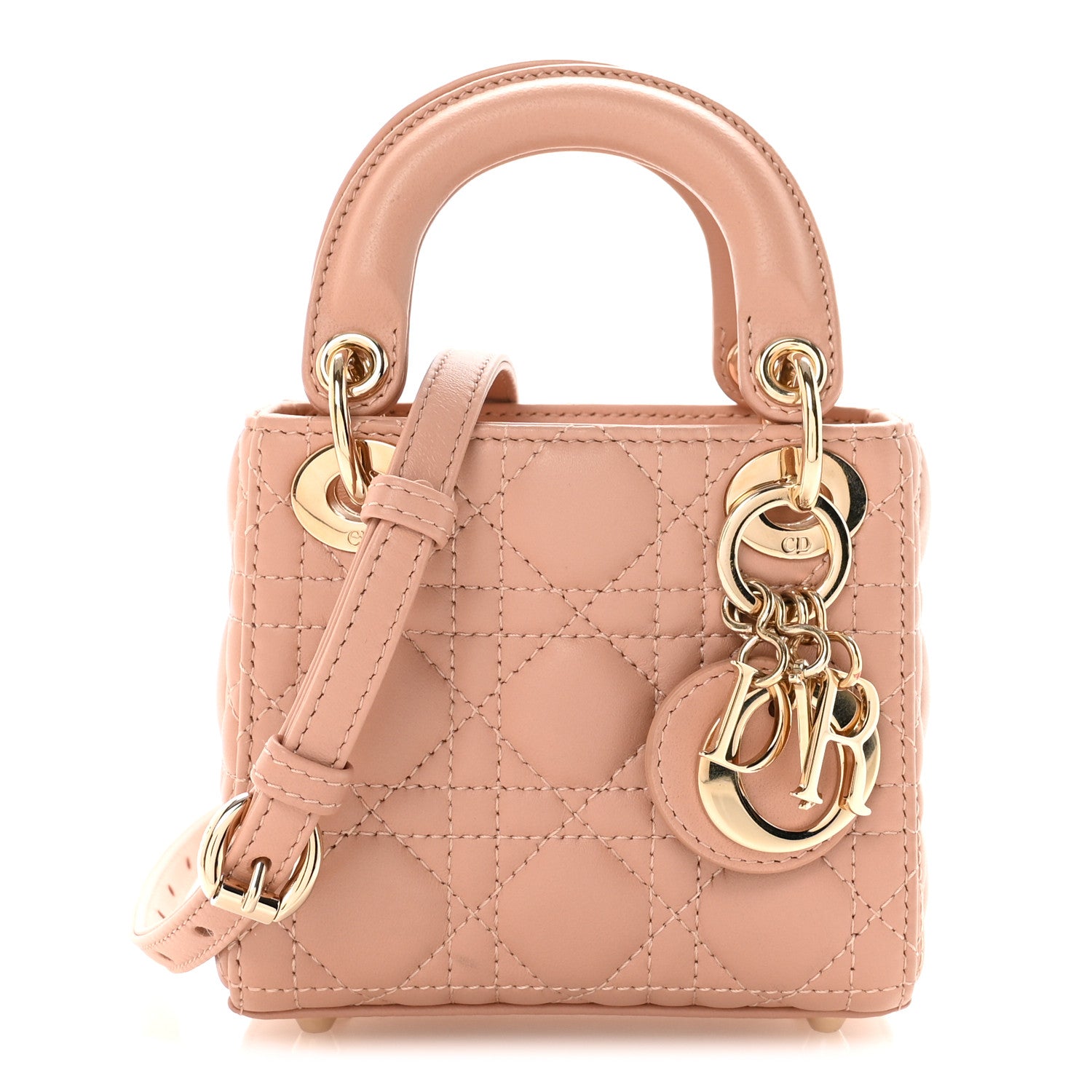 Christian Dior Lambskin Cannage Micro Lady Dior Rose Des Vents 1 of 10