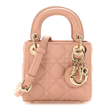 Christian Dior Lambskin Cannage Micro Lady Dior Rose Des Vents 1 of 10