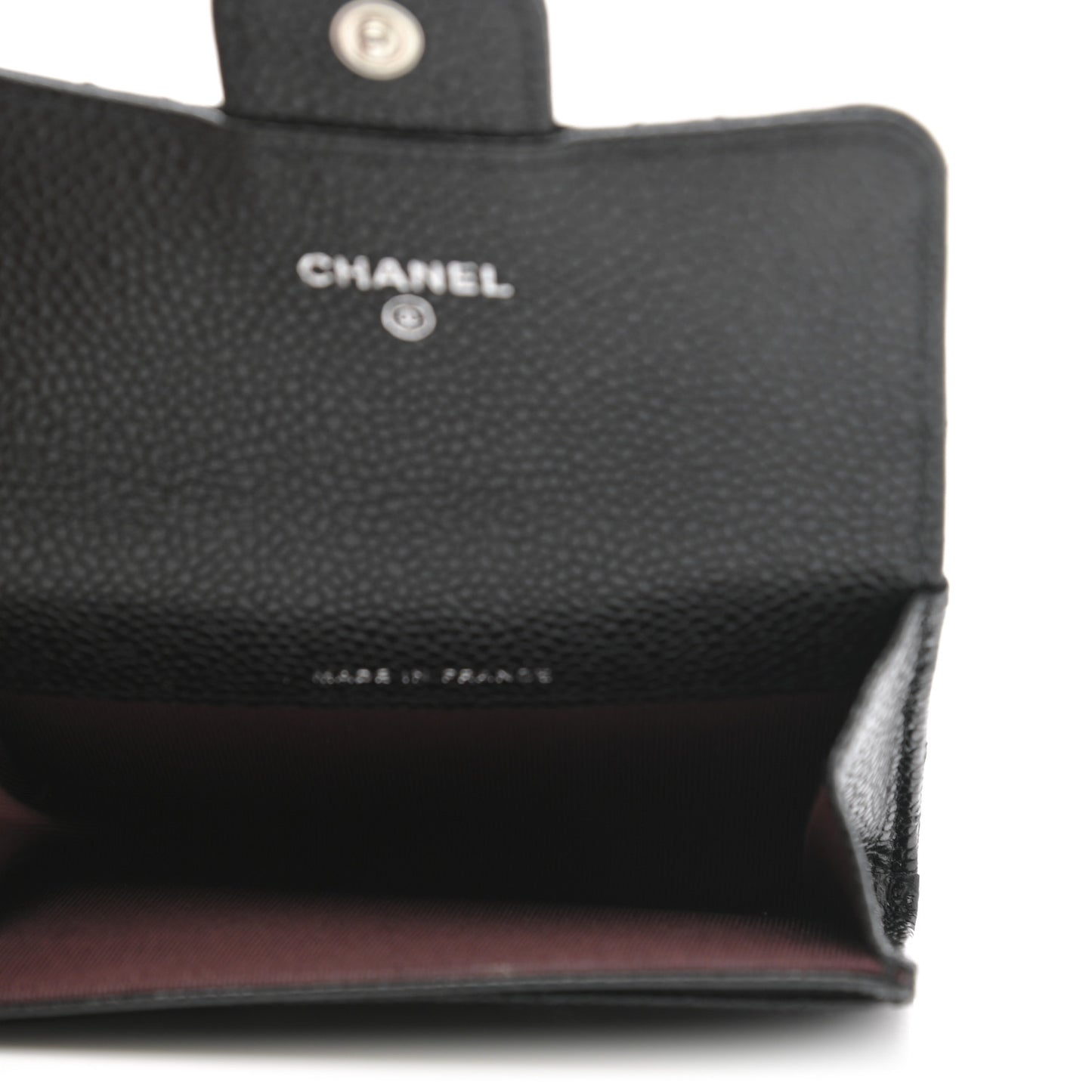 Caviar Quilted Flap Card Holder Wallet Black