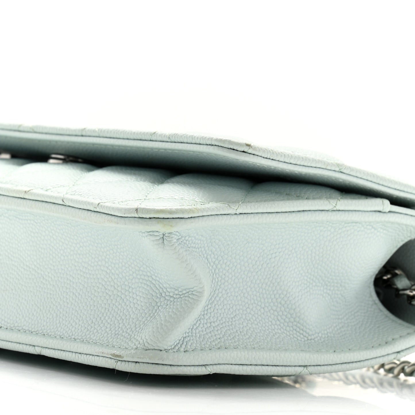 Caviar Quilted Wallet on Chain WOC Light Blue