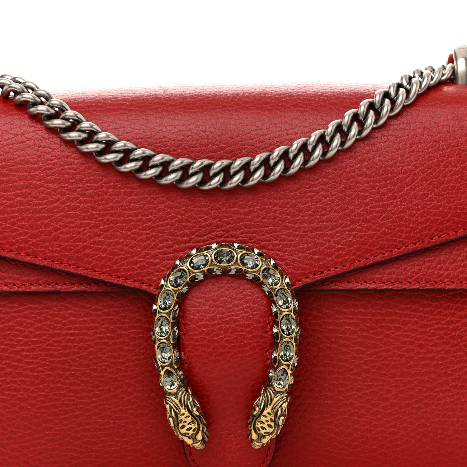 Gucci Dollar Calfskin Swarovski Crystal Small Dionysus Shoulder Bag Hibiscus Red 9 of 16