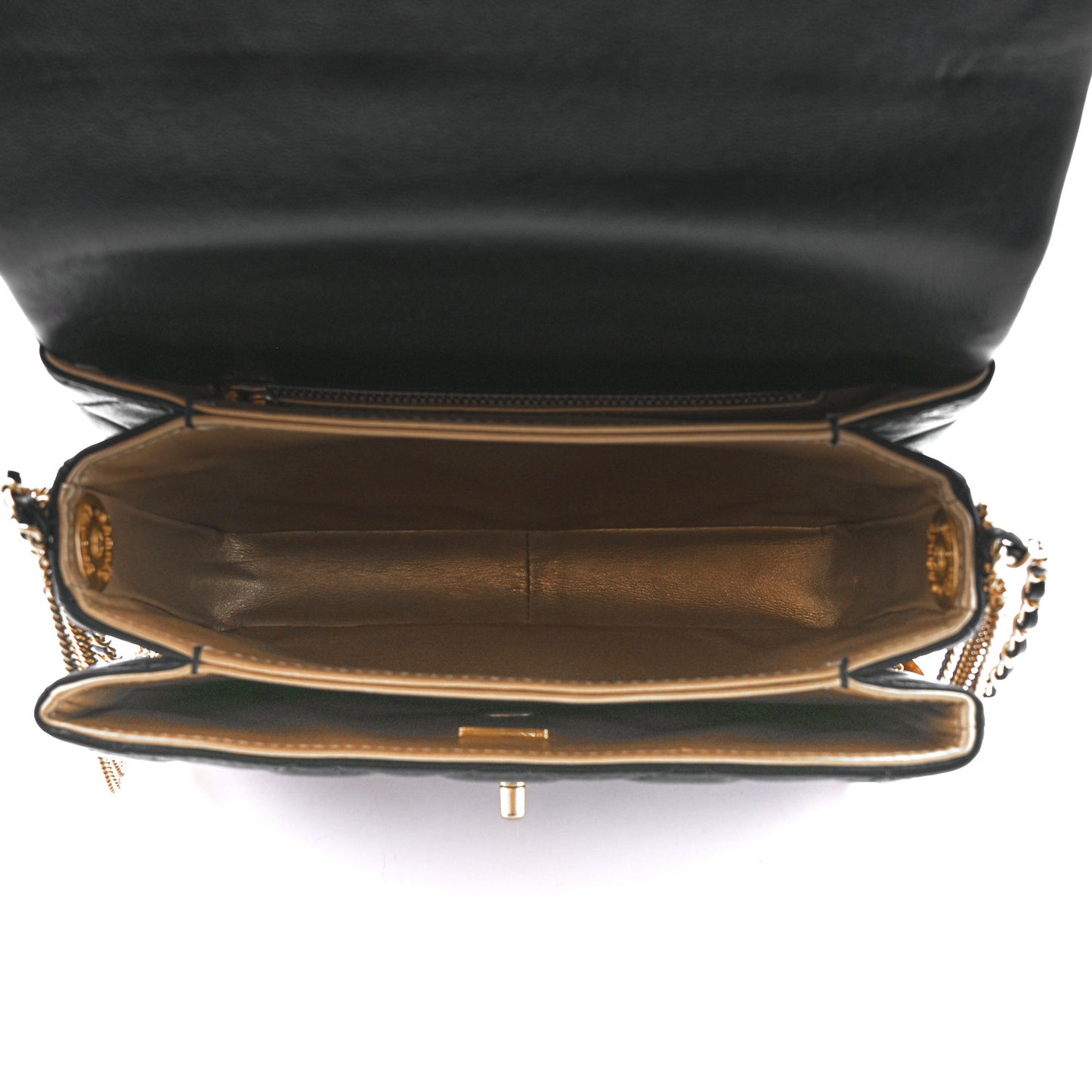 Lambskin Quilted Mini Medallion Multi Chain Flap Black