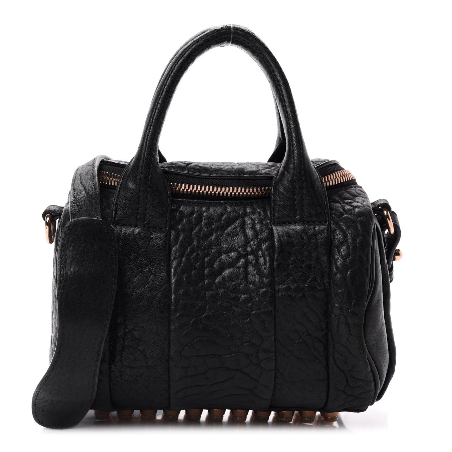 Pebbled Lambskin Mini Rockie Black Rose Gold Hardware