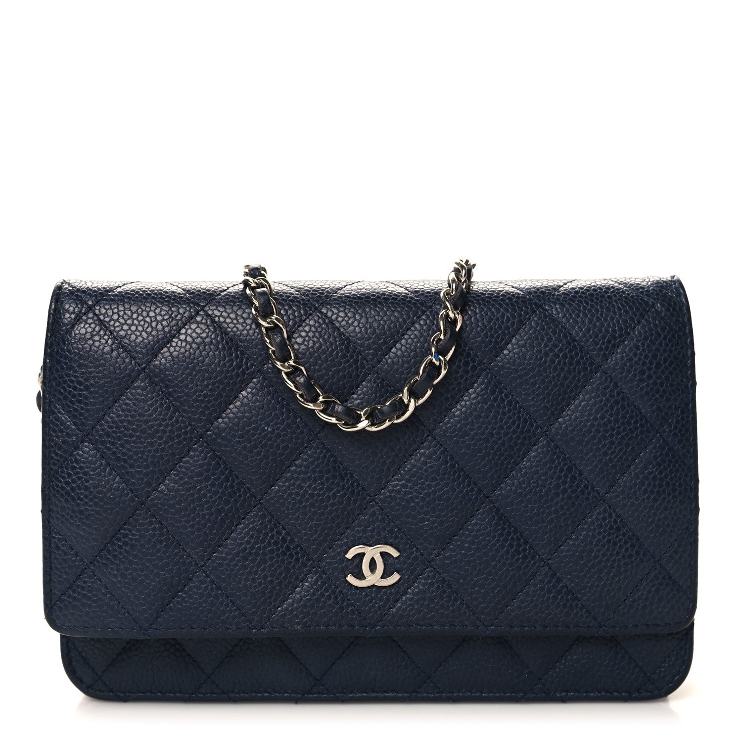 Chanel Caviar Quilted Wallet on Chain WOC Navy Blue 1 of 14