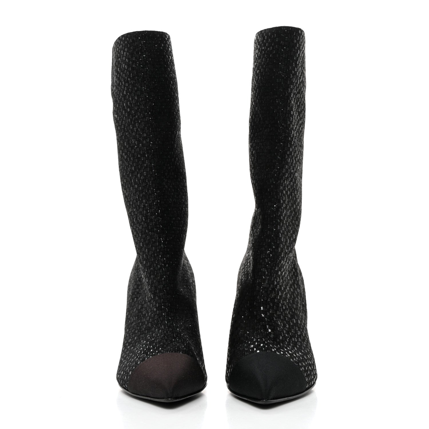 Chanel Fan Goatskin Grosgrain Gabrielle Cap Toe Short Boots 37 Black 2 of 9