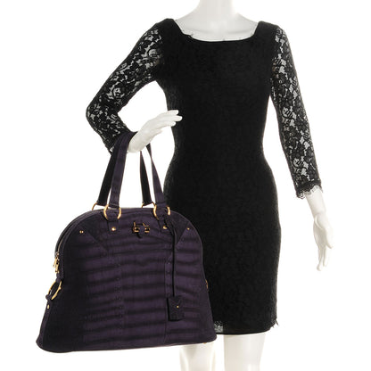 Saint Laurent Nubuck Crocodile Embossed Oversized Muse Purple 2 of 7