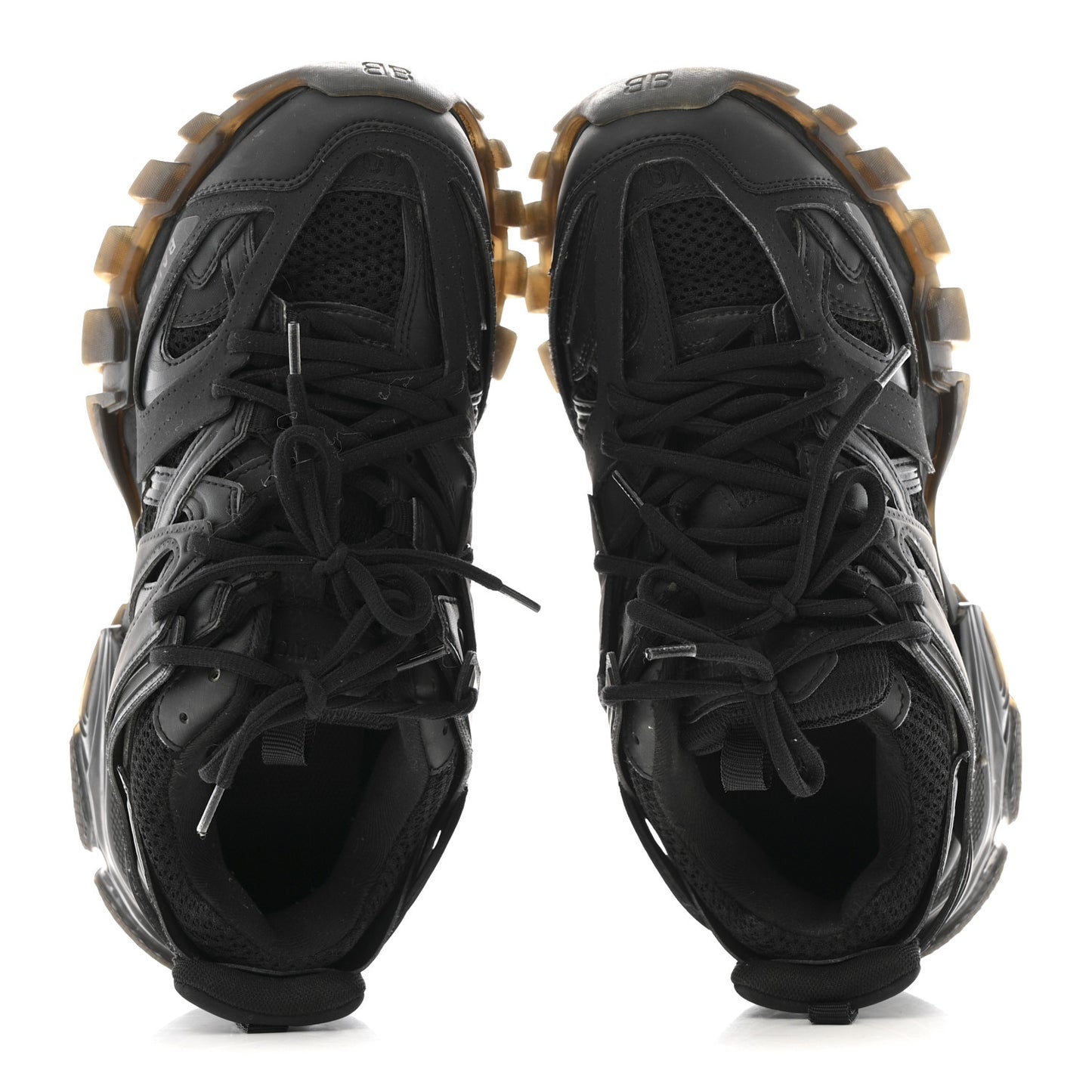 Rubber Mesh Fabric Clear Sole Womens Track Sneakers 40 Black