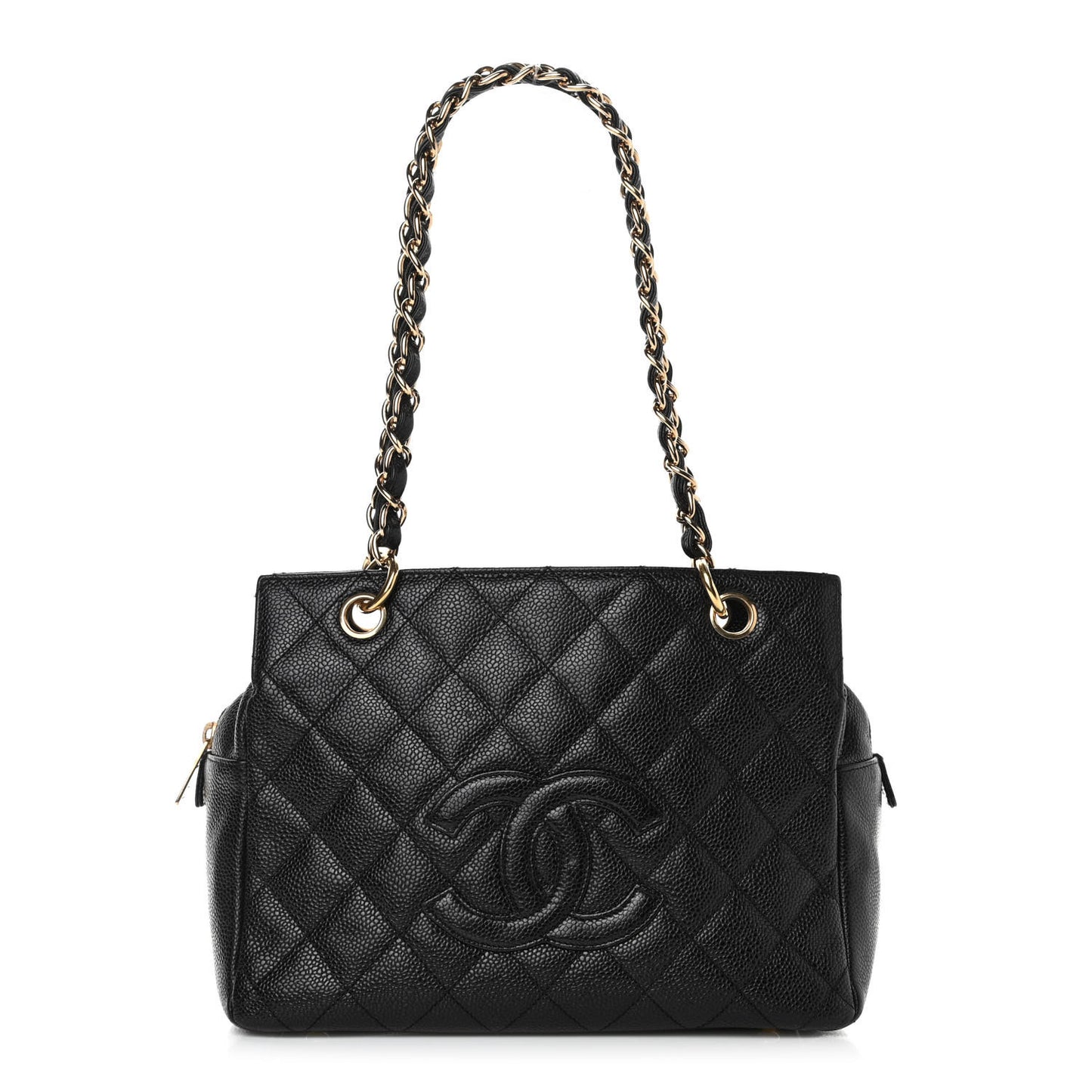 Caviar Quilted Petit Timeless Tote PTT Black